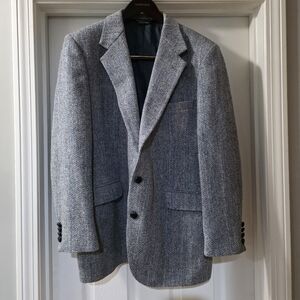 Harris Tweed 100% Wool Blazer Grey Herringbone Brook & Dean Academia Timeless.